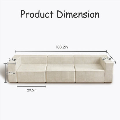 Canapés de compression trois places en velours côtelé Module