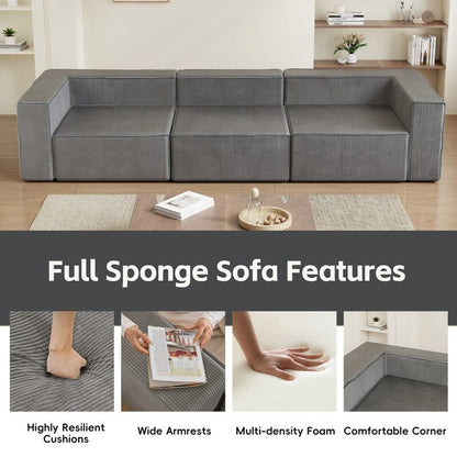 Canapés de compression trois places en velours côtelé Module