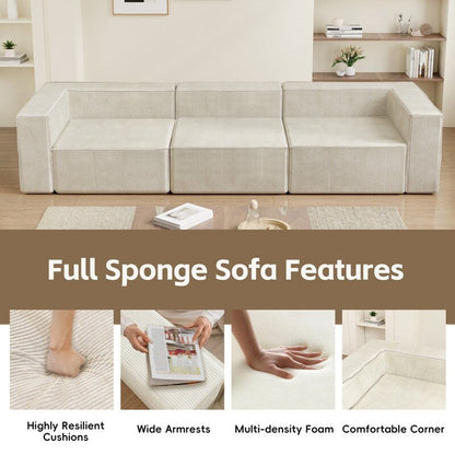 Canapés de compression trois places en velours côtelé Module