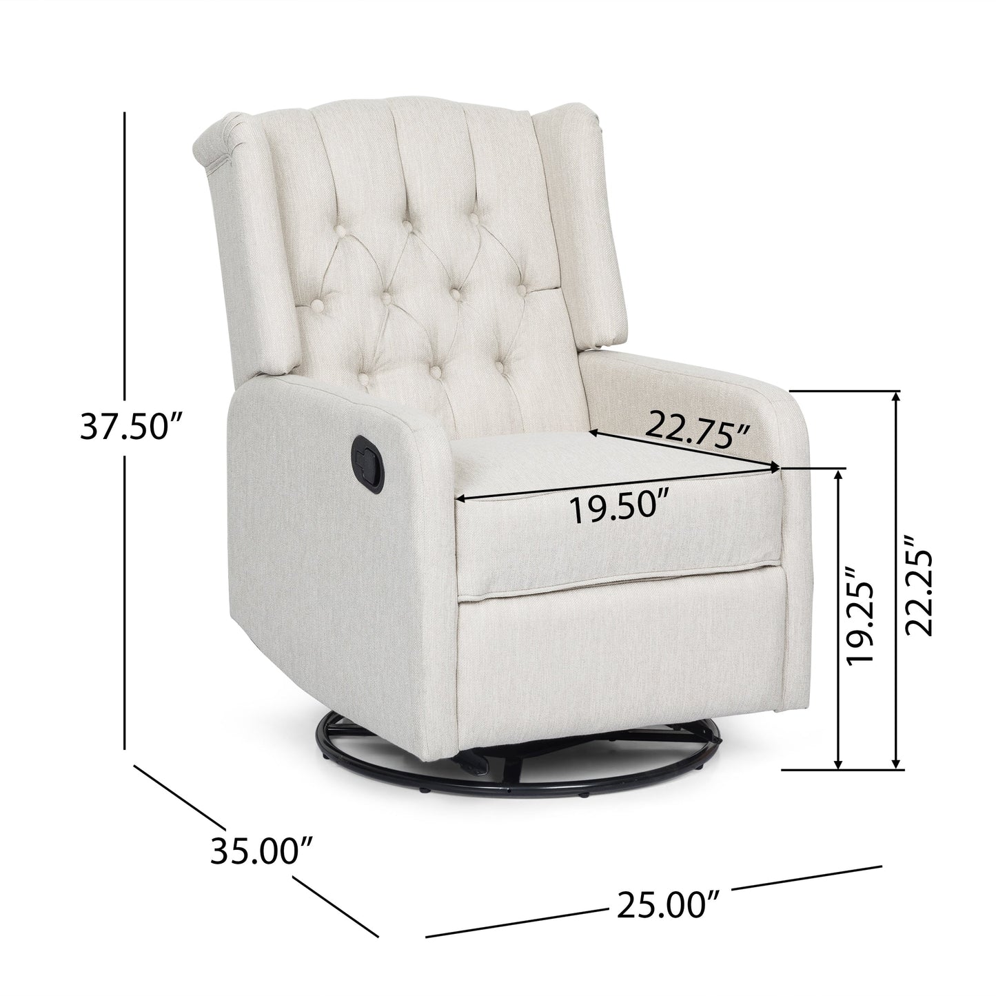 Fauteuil inclinable pivotant capitonné contemporain Mohaven par Christopher Knight Home