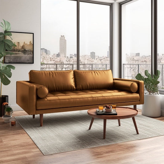 Canapé à accoudoirs carrés en similicuir Monica 70