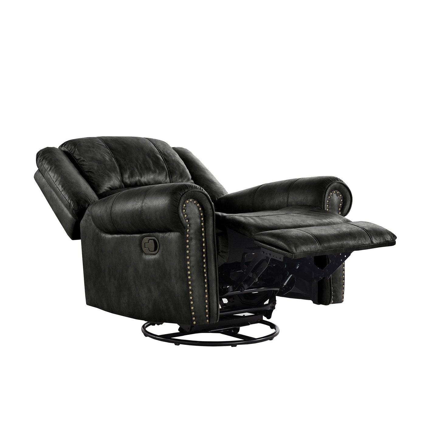 Fauteuil inclinable pivotant à clous Monroe en microfibre polie par iNSPIRE Q Classic