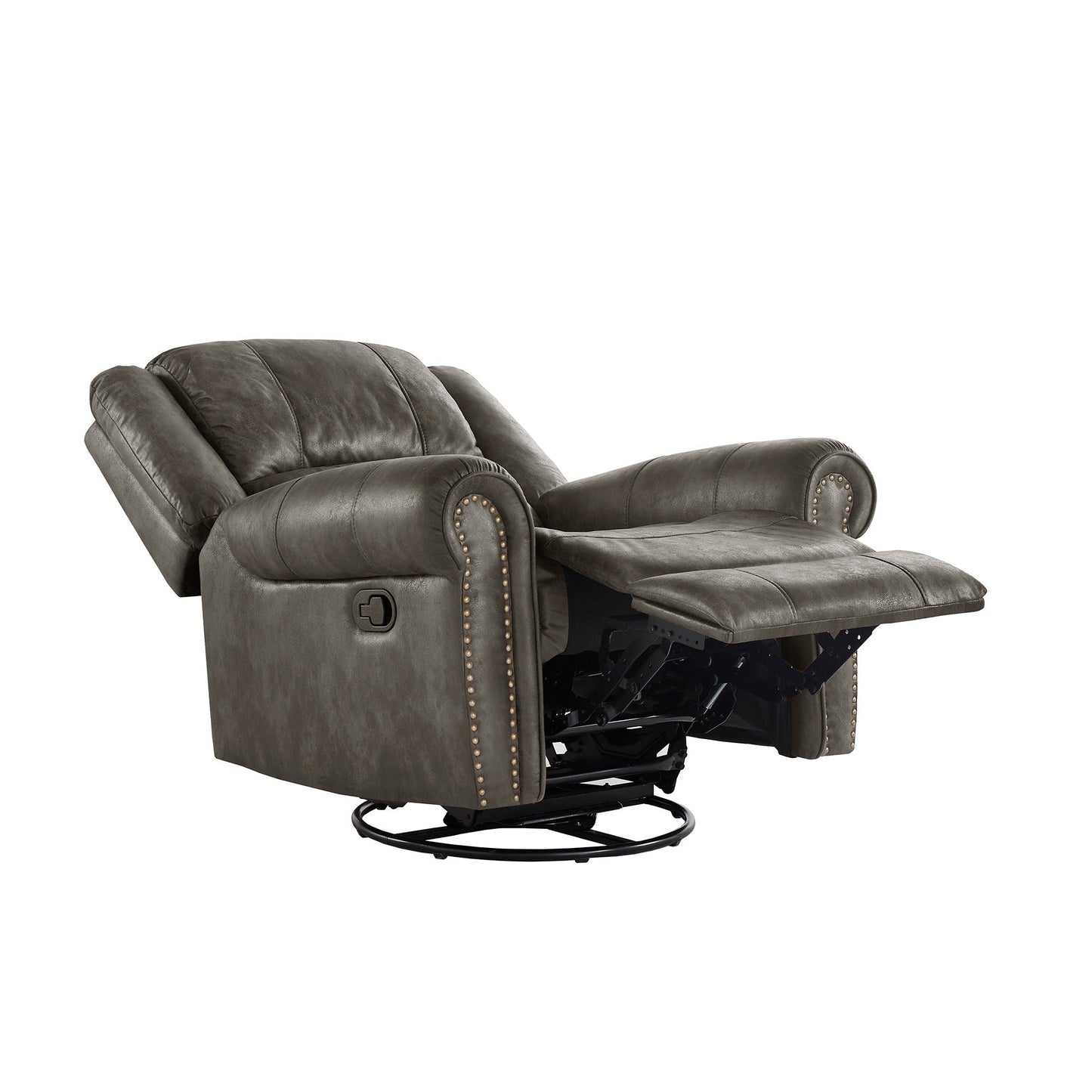 Fauteuil inclinable pivotant à clous Monroe en microfibre polie par iNSPIRE Q Classic