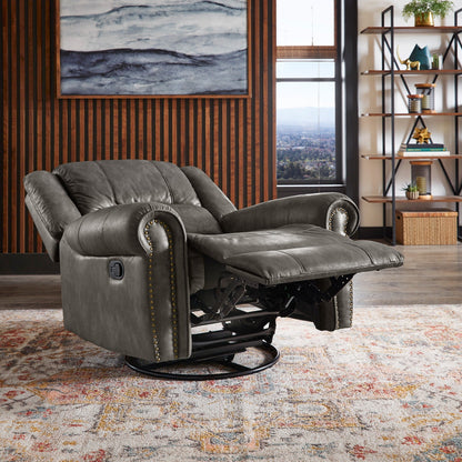 Fauteuil inclinable pivotant à clous Monroe en microfibre polie par iNSPIRE Q Classic