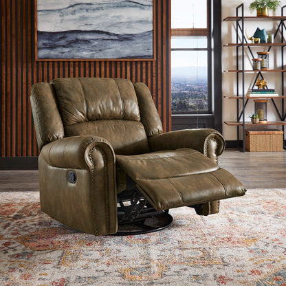 Fauteuil inclinable pivotant à clous Monroe en microfibre polie par iNSPIRE Q Classic