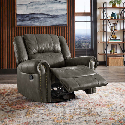 Fauteuil inclinable pivotant à clous Monroe en microfibre polie par iNSPIRE Q Classic