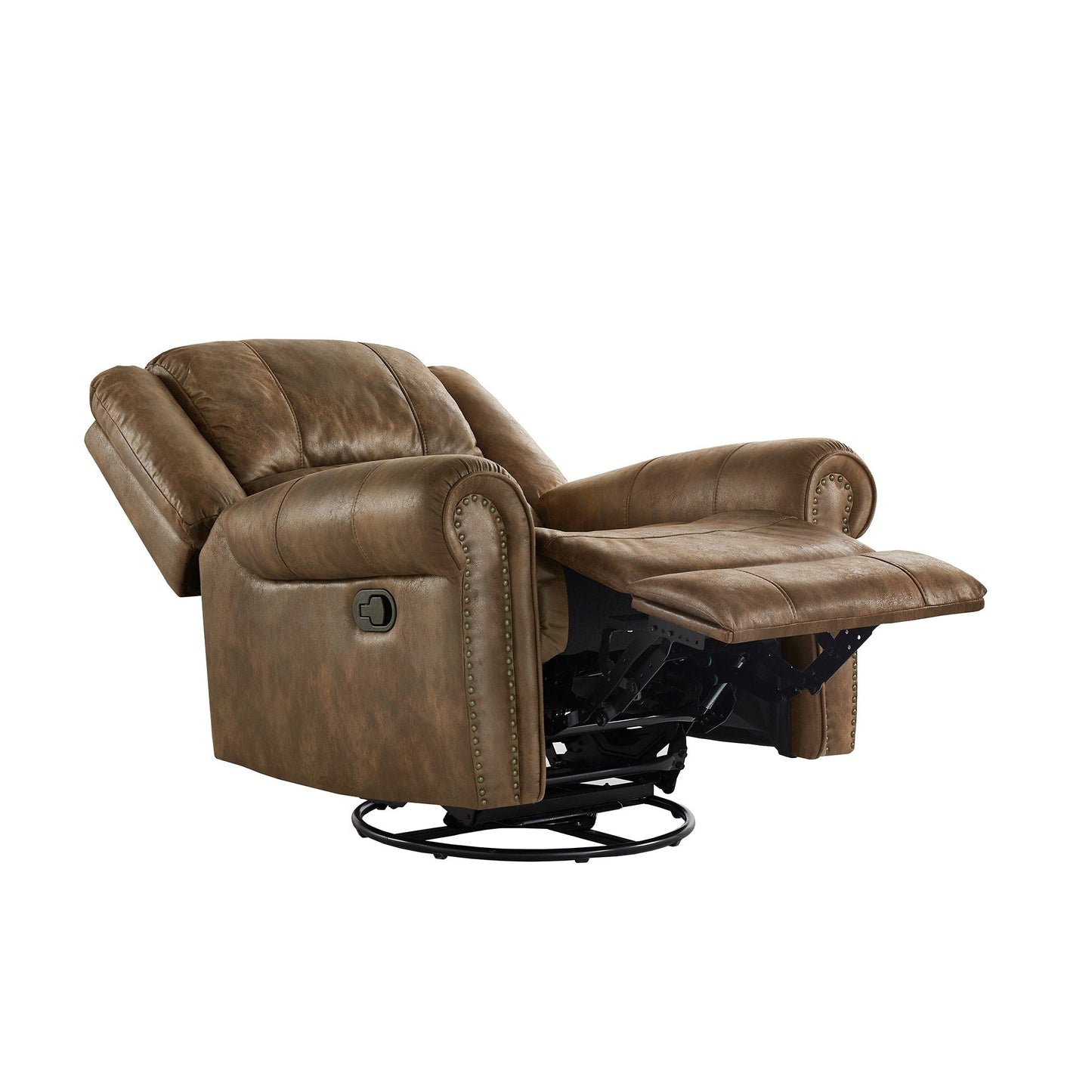 Fauteuil inclinable pivotant à clous Monroe en microfibre polie par iNSPIRE Q Classic