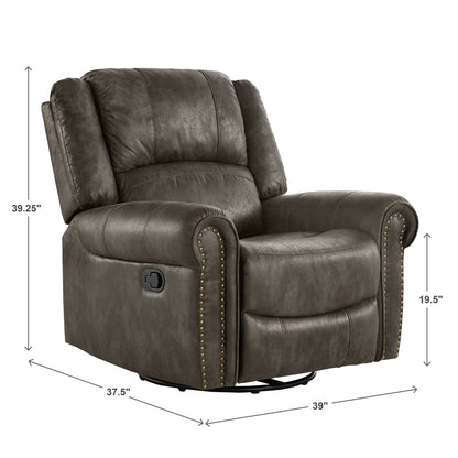 Fauteuil inclinable pivotant à clous Monroe en microfibre polie par iNSPIRE Q Classic