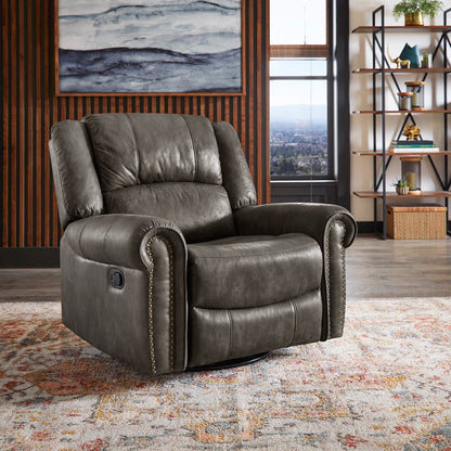 Fauteuil inclinable pivotant à clous Monroe en microfibre polie par iNSPIRE Q Classic