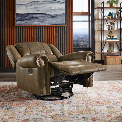 Fauteuil inclinable pivotant à clous Monroe en microfibre polie par iNSPIRE Q Classic