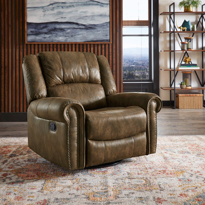 Fauteuil inclinable pivotant à clous Monroe en microfibre polie par iNSPIRE Q Classic