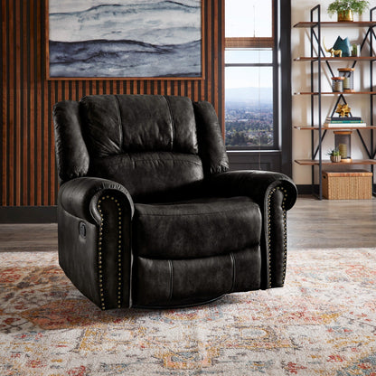 Fauteuil inclinable pivotant à clous Monroe en microfibre polie par iNSPIRE Q Classic