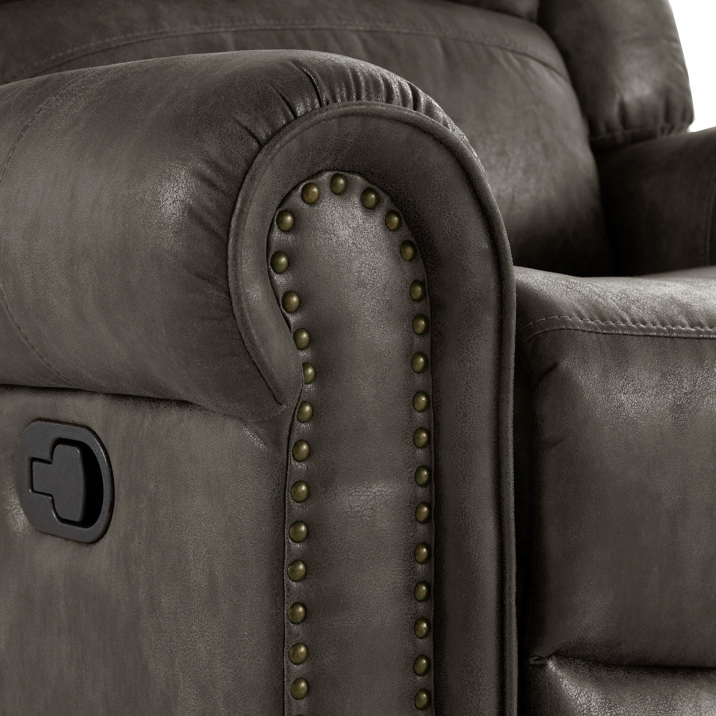 Fauteuil inclinable pivotant à clous Monroe en microfibre polie par iNSPIRE Q Classic