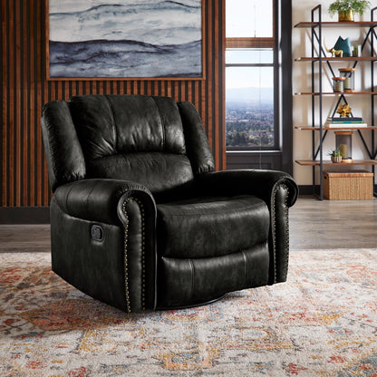 Fauteuil inclinable pivotant à clous Monroe en microfibre polie par iNSPIRE Q Classic