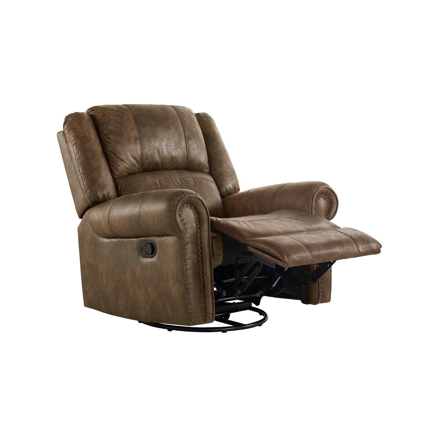 Fauteuil inclinable pivotant à clous Monroe en microfibre polie par iNSPIRE Q Classic