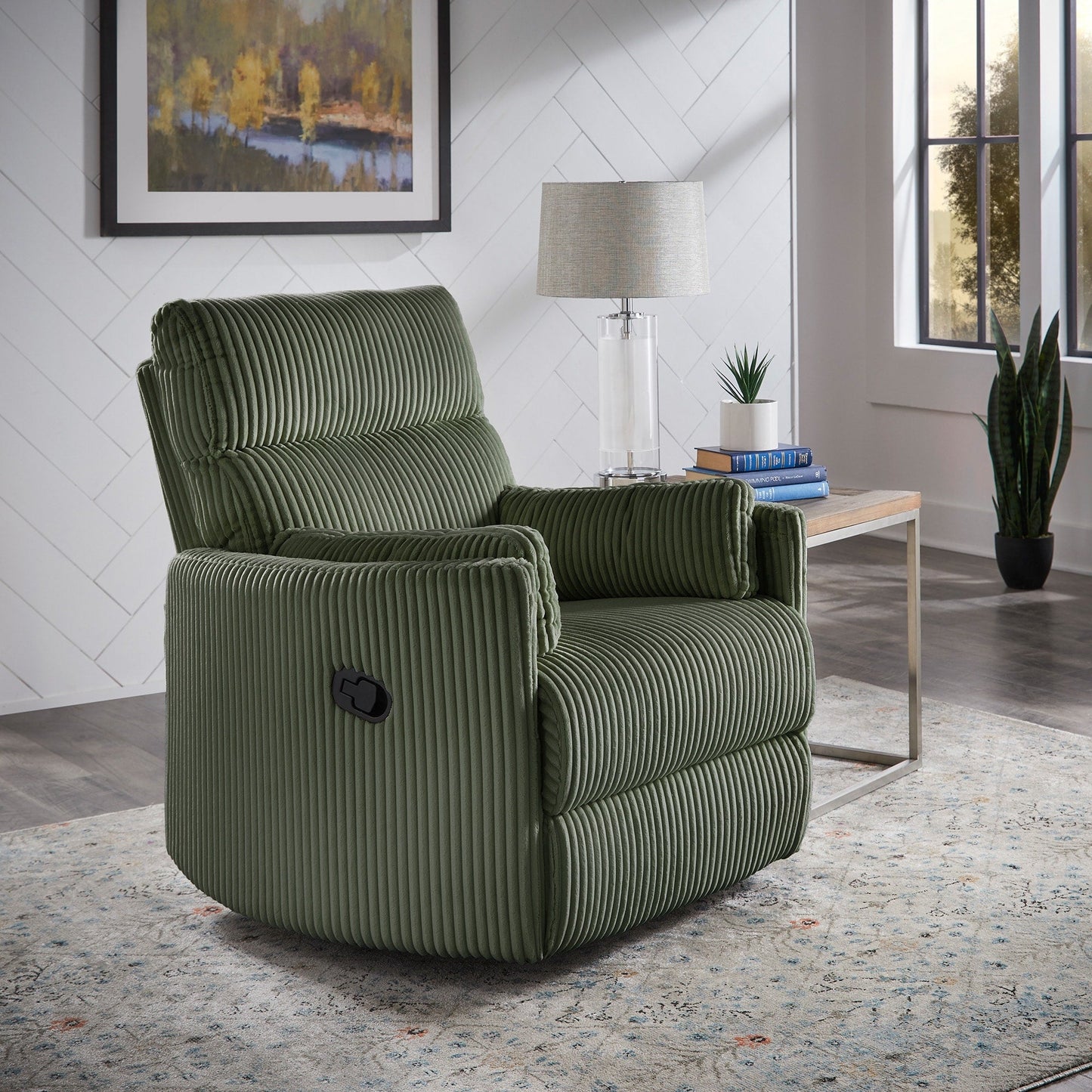 Fauteuil inclinable pivotant manuel Montclair en velours côtelé par iNSPIRE Q Classic