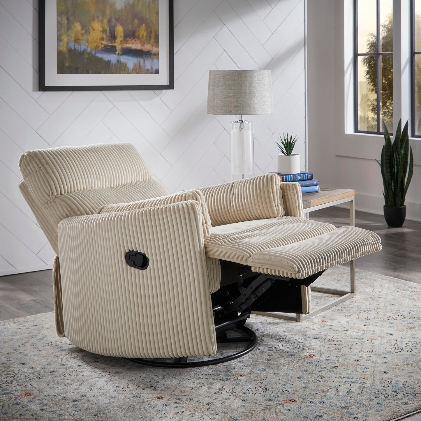 Fauteuil inclinable pivotant manuel Montclair en velours côtelé par iNSPIRE Q Classic