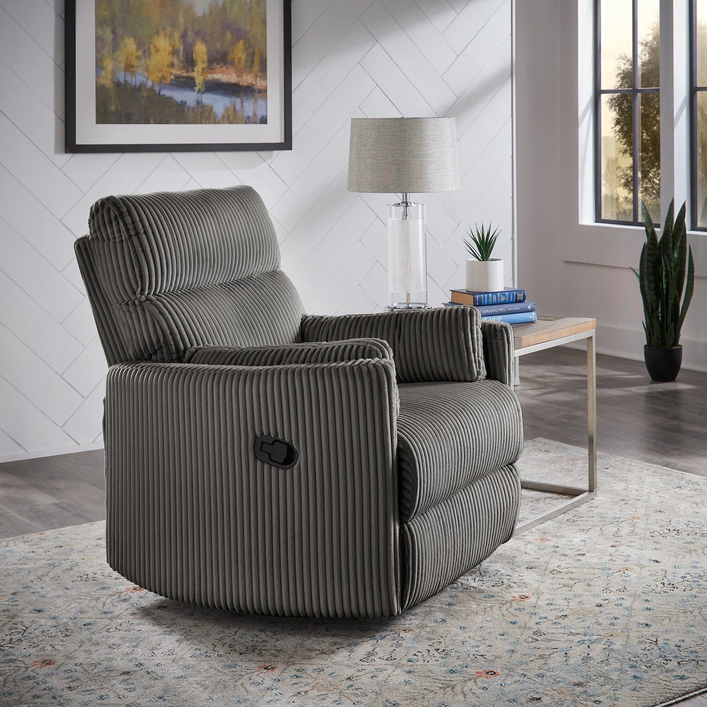 Fauteuil inclinable pivotant manuel Montclair en velours côtelé par iNSPIRE Q Classic
