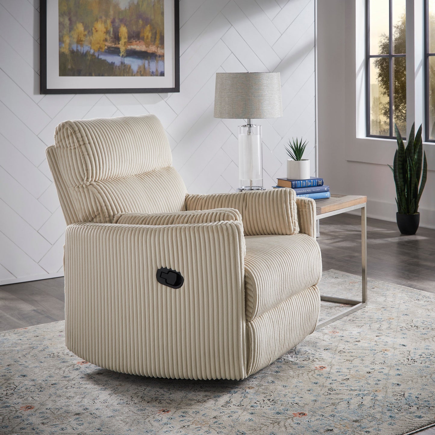 Fauteuil inclinable pivotant manuel Montclair en velours côtelé par iNSPIRE Q Classic