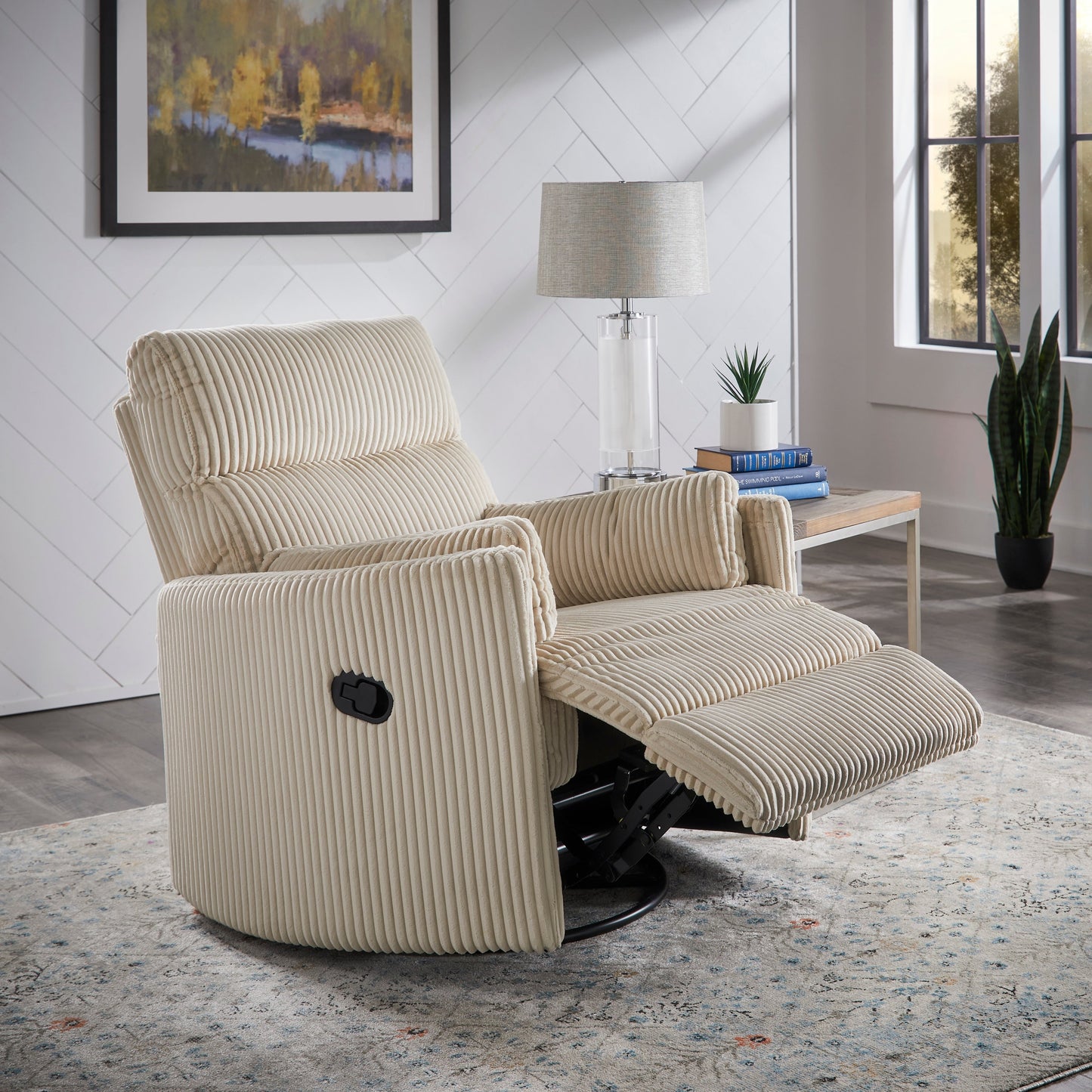 Fauteuil inclinable pivotant manuel Montclair en velours côtelé par iNSPIRE Q Classic