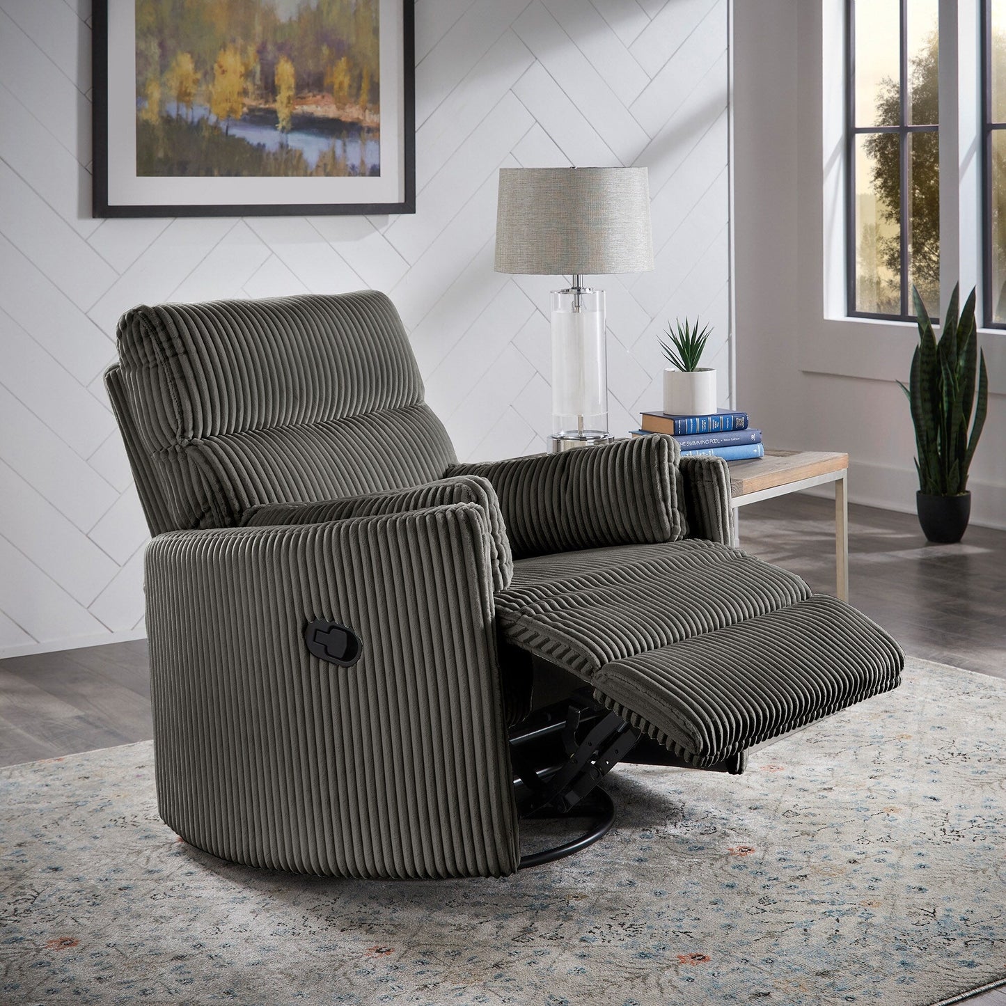 Fauteuil inclinable pivotant manuel Montclair en velours côtelé par iNSPIRE Q Classic