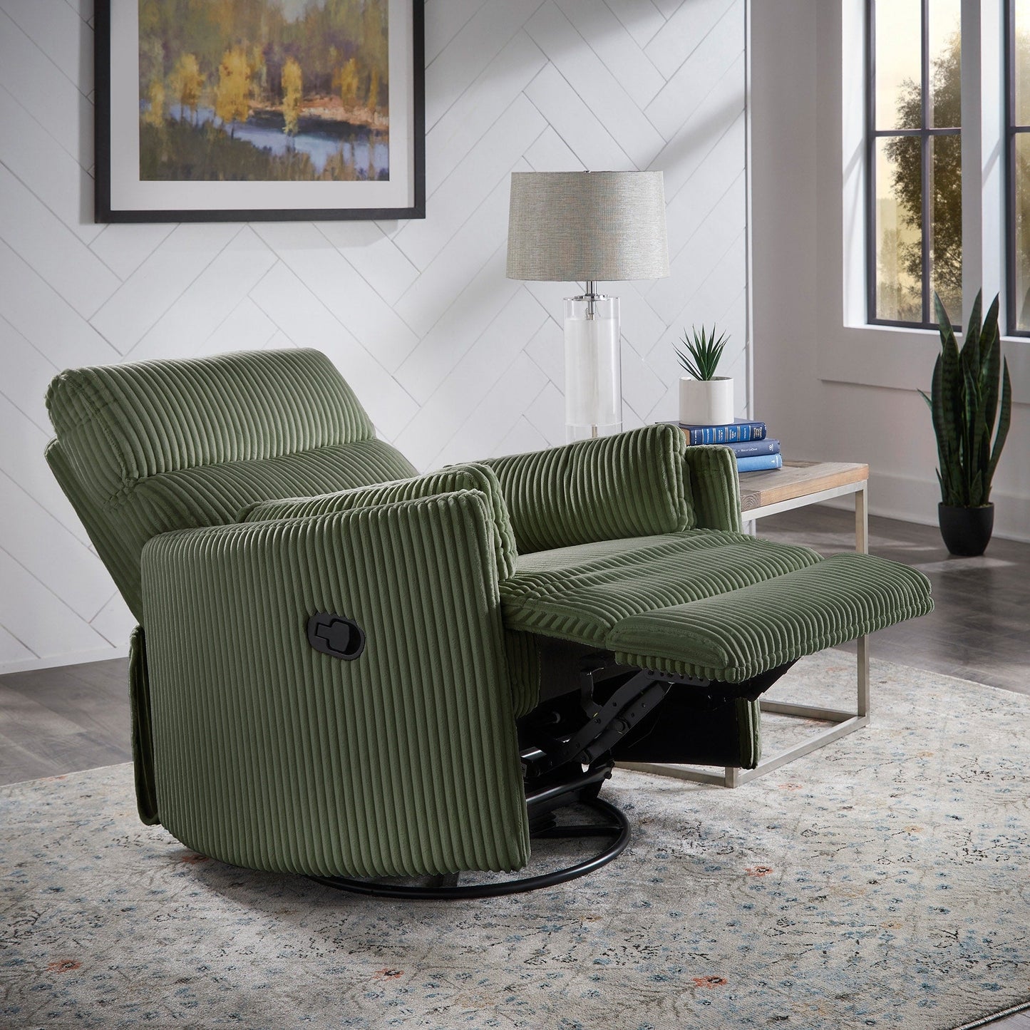 Fauteuil inclinable pivotant manuel Montclair en velours côtelé par iNSPIRE Q Classic