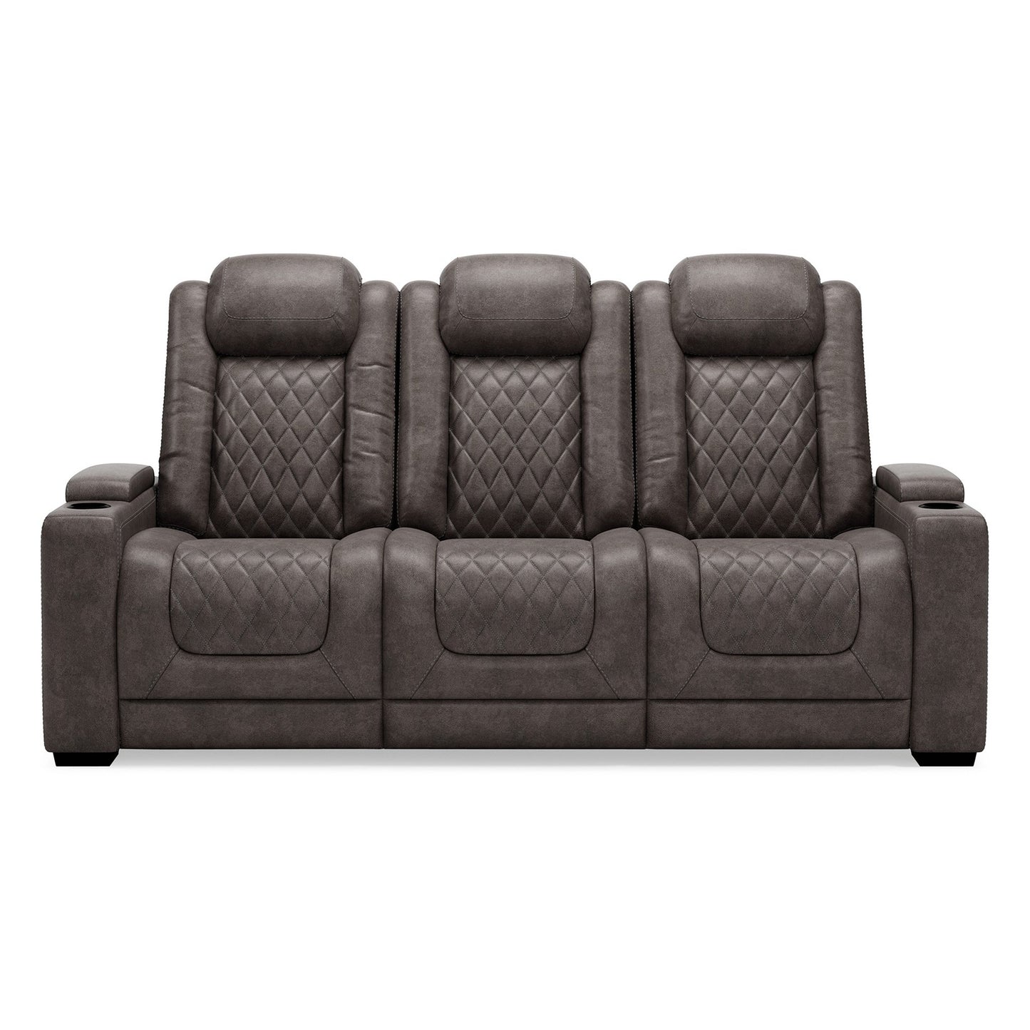 Canapé inclinable électrique Montt, port USB, similicuir gris mat, 82 pouces