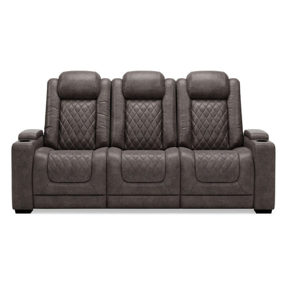 Canapé inclinable électrique Montt, port USB, similicuir gris mat, 82 pouces