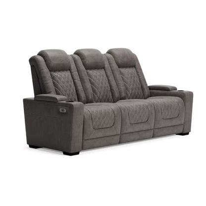 Canapé inclinable électrique Montt, port USB, similicuir gris mat, 82 pouces