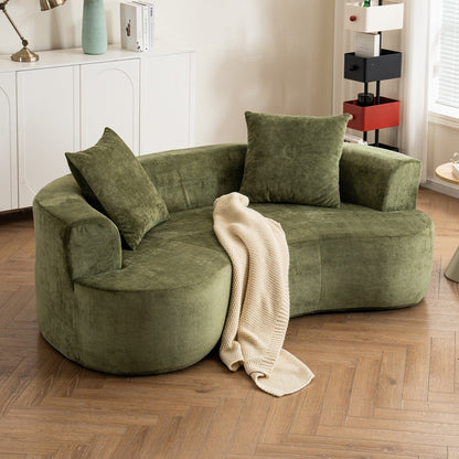 Canapé en forme de lune, canapé-lit moderne pour chat avec siège profond, canapé à compression en éponge sans assemblage (tissu chenille vert)