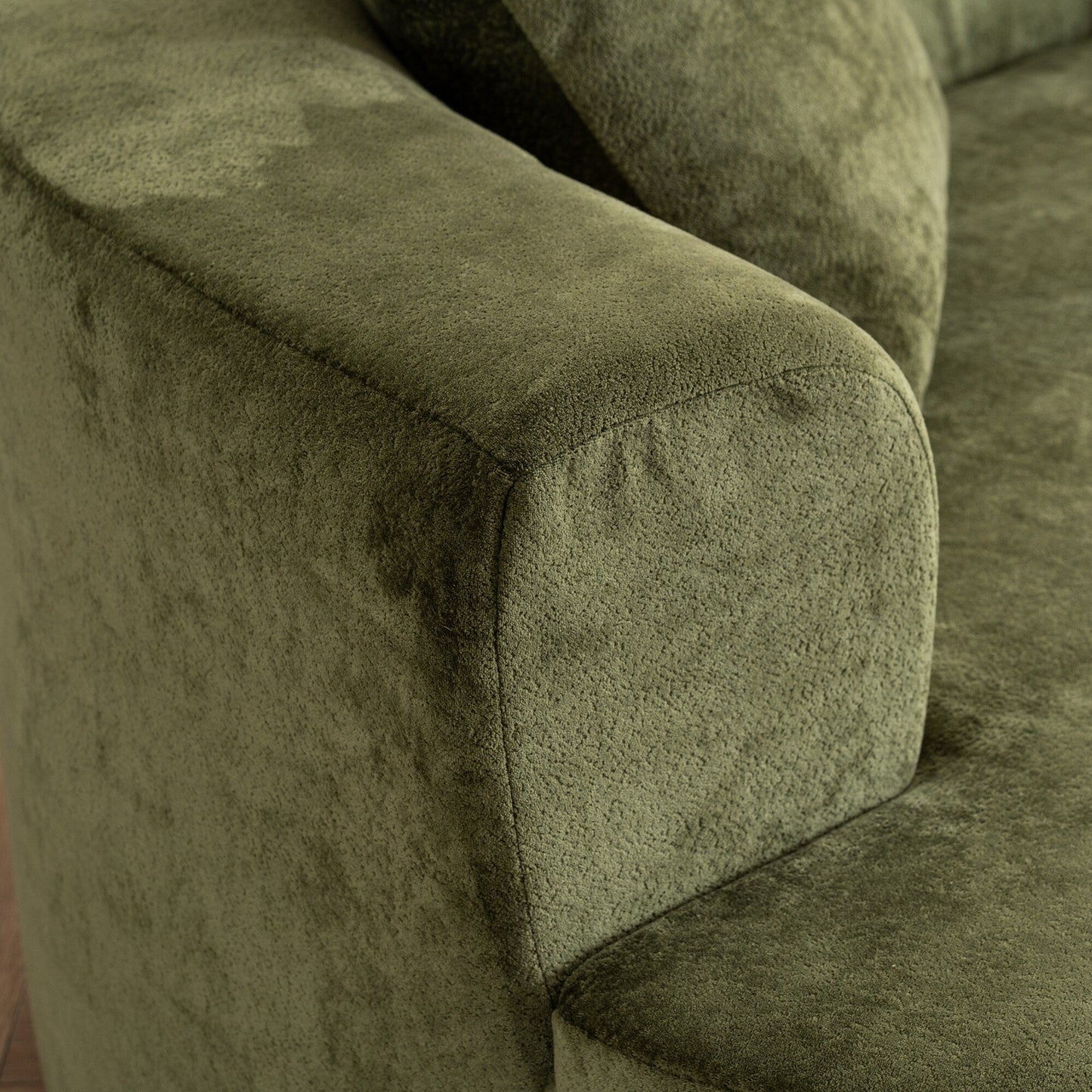 Canapé en forme de lune, canapé-lit moderne pour chat avec siège profond, canapé à compression en éponge sans assemblage (tissu chenille vert)