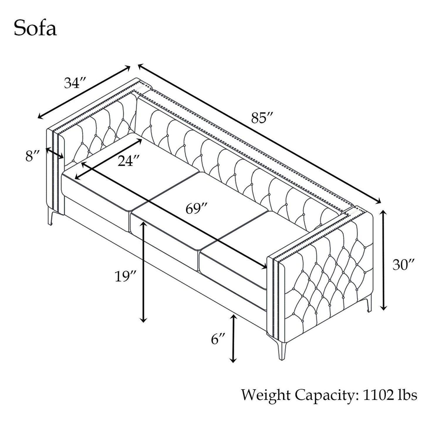 Canapé moderne en velours hollandais Morden Fort Deep