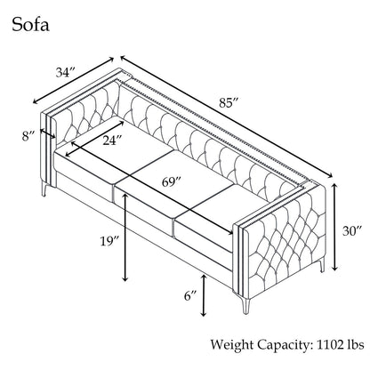 Canapé moderne en velours hollandais Morden Fort Deep