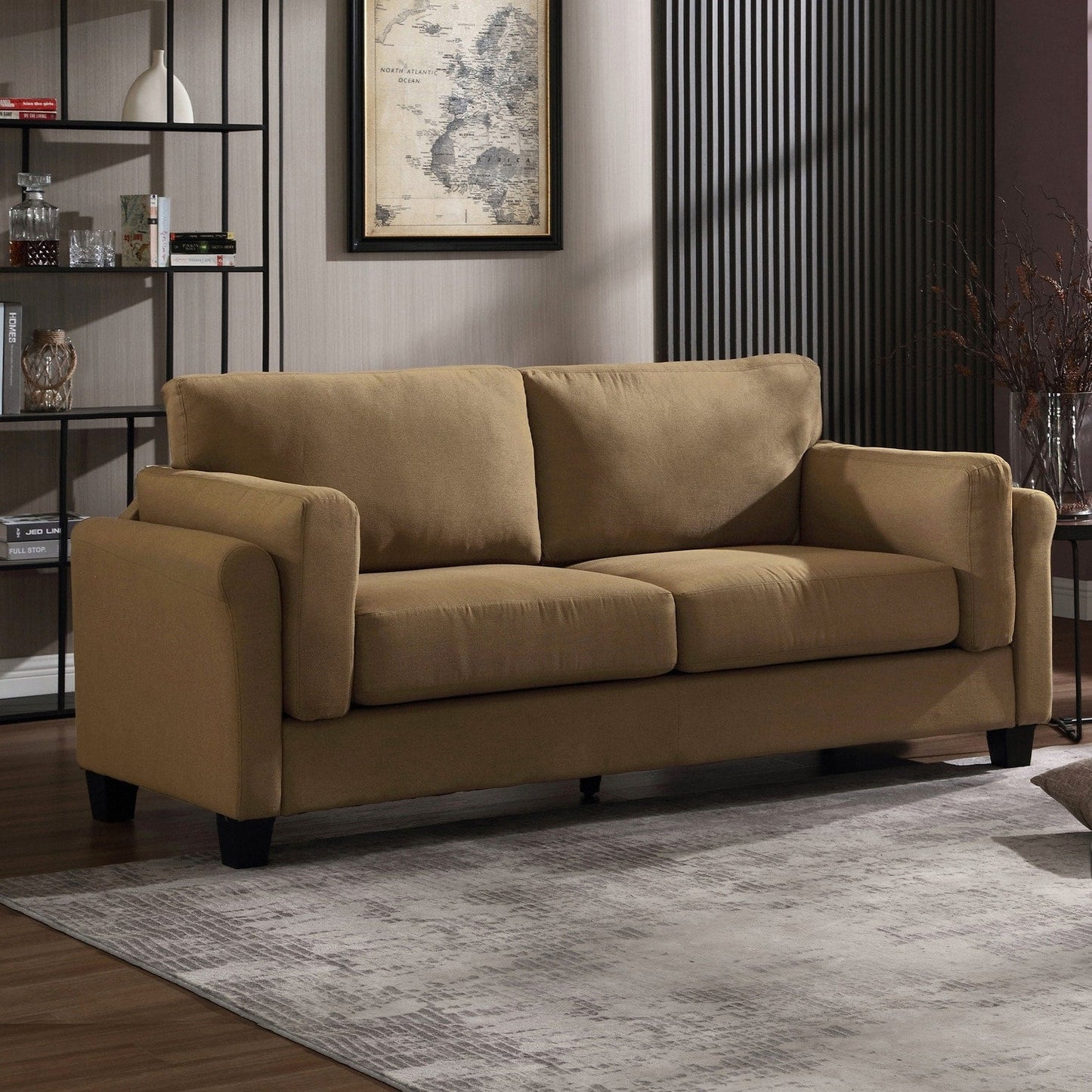 Canapé à deux accoudoirs moderne Morden Fort, canapé à assise profonde, coussins de dossier rembourrés, tissu rembourré durable