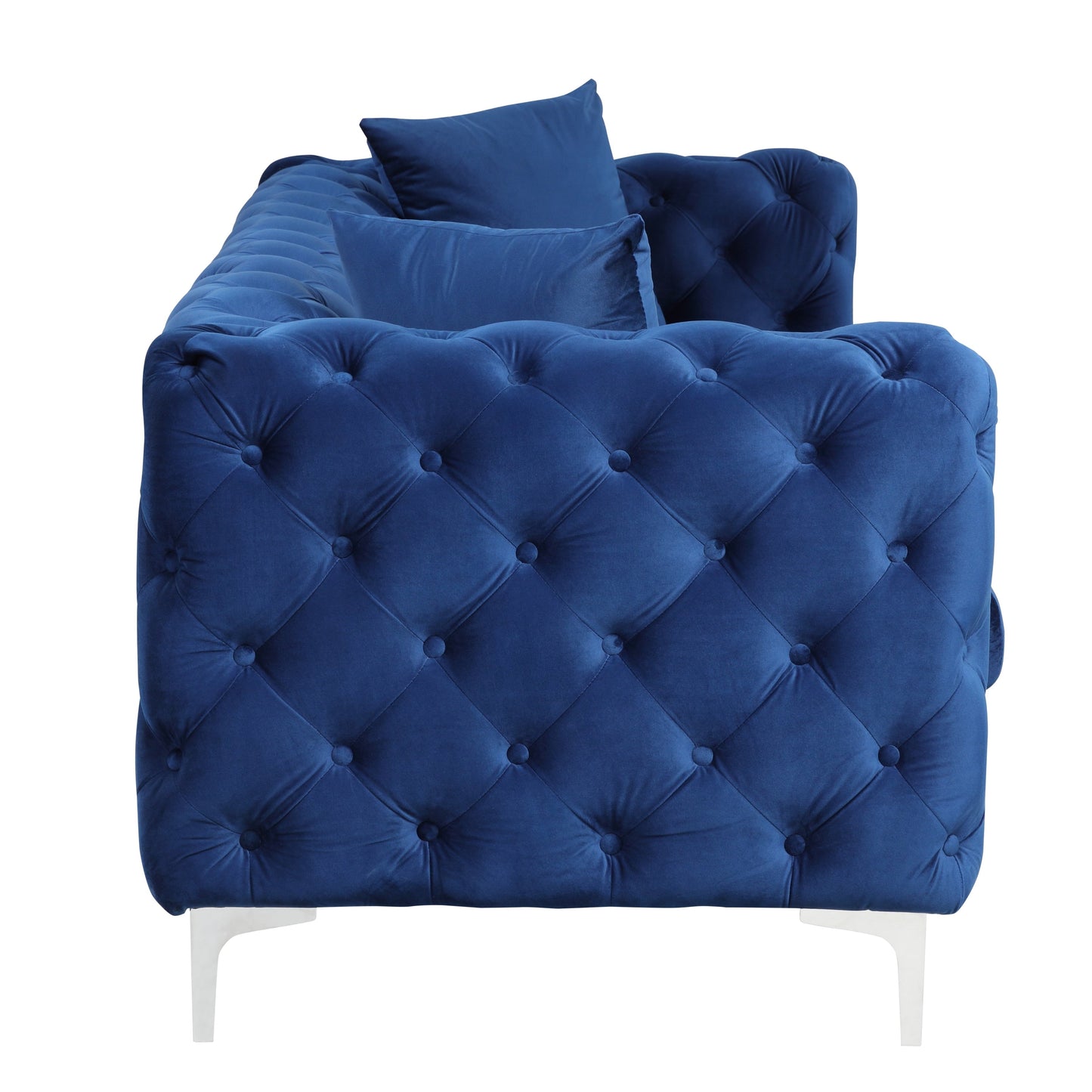 Canapé moderne en velours Morden Fort avec capitonnage à boutons, cadre en bois massif et pieds en fer