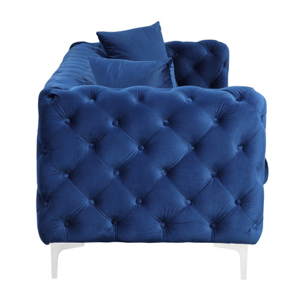 Canapé moderne en velours Morden Fort avec capitonnage à boutons, cadre en bois massif et pieds en fer