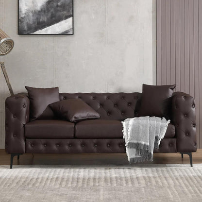 Canapé moderne en velours Morden Fort avec capitonnage à boutons, cadre en bois massif et pieds en fer
