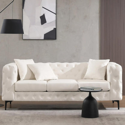 Canapé moderne en velours Morden Fort avec capitonnage à boutons, cadre en bois massif et pieds en fer