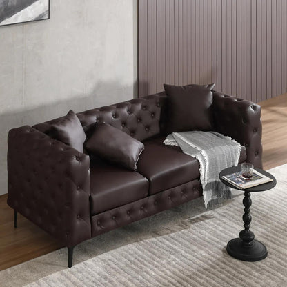 Canapé moderne en velours Morden Fort avec capitonnage à boutons, cadre en bois massif et pieds en fer