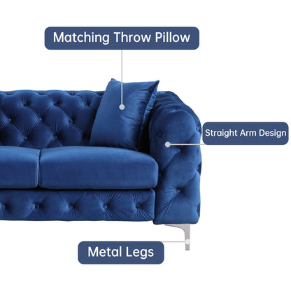 Canapé moderne en velours Morden Fort avec capitonnage à boutons, cadre en bois massif et pieds en fer