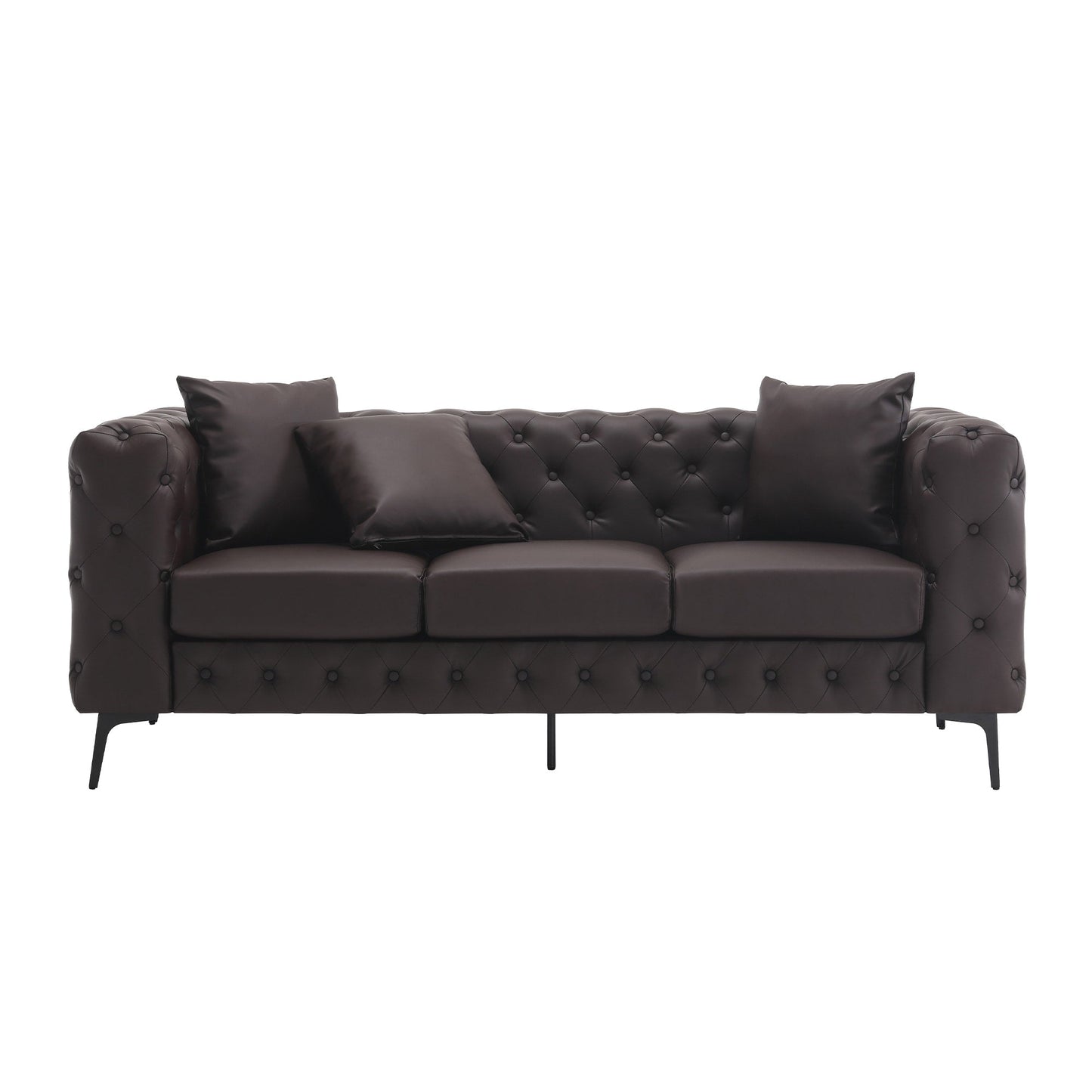 Canapé moderne en velours Morden Fort avec capitonnage à boutons, cadre en bois massif et pieds en fer