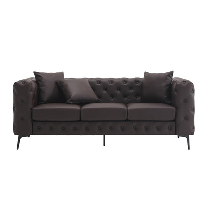 Canapé moderne en velours Morden Fort avec capitonnage à boutons, cadre en bois massif et pieds en fer