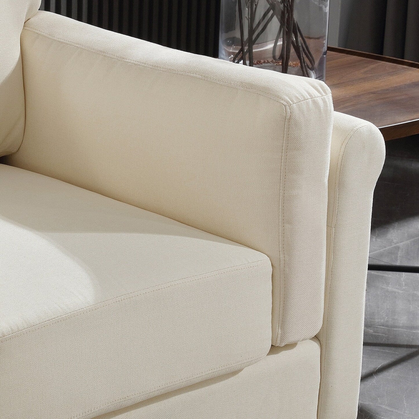 Canapé à deux accoudoirs moderne Morden Fort, canapé à assise profonde, coussins de dossier rembourrés, tissu rembourré durable