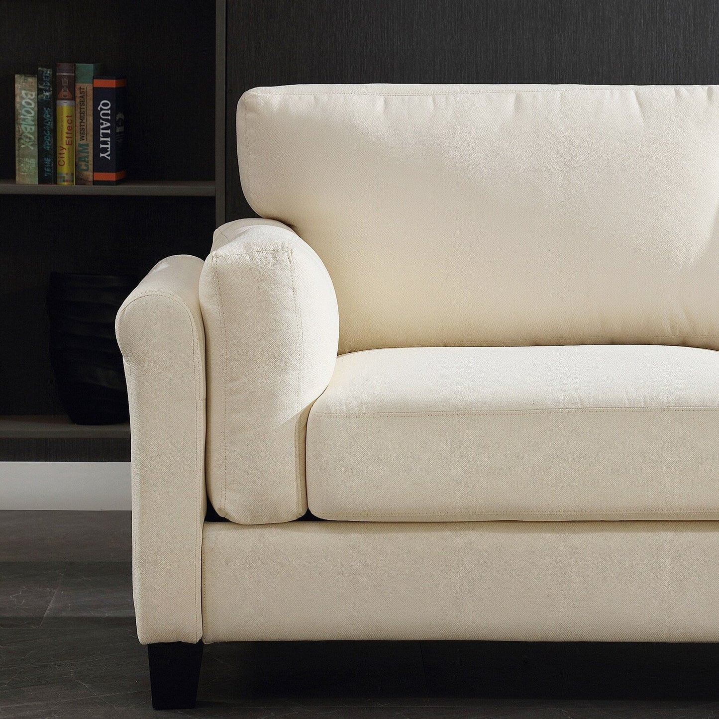 Canapé à deux accoudoirs moderne Morden Fort, canapé à assise profonde, coussins de dossier rembourrés, tissu rembourré durable