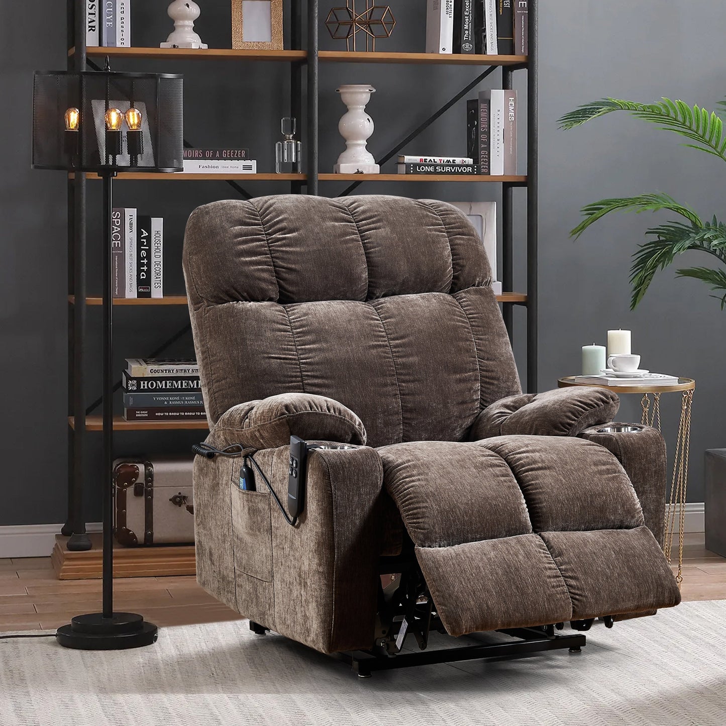 Fauteuil inclinable motorisé pour personnes âgées, position infinie, inclinable à 180° avec massage thermique