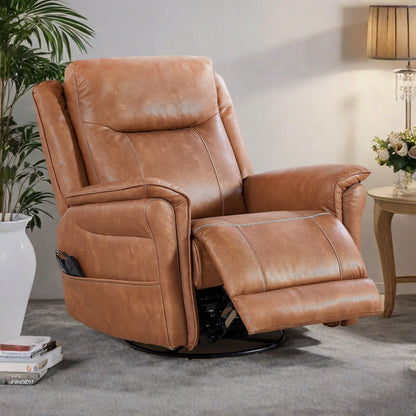Fauteuil inclinable pivotant motorisé - Rotation à 240° avec massage par vibration à 8 points, chauffage lombaire réglable