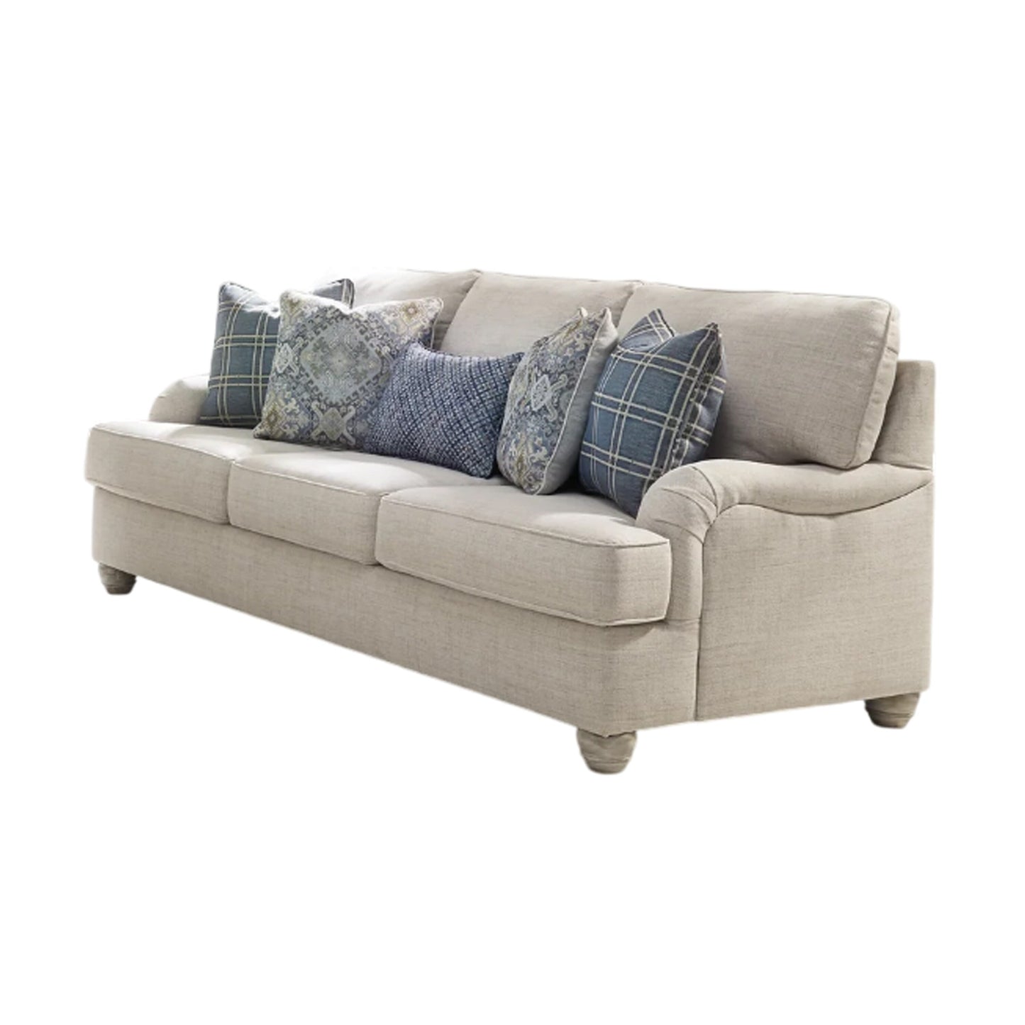 Canapé Moyi avec 5 coussins décoratifs, 91 pouces, polyester beige doux