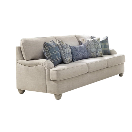 Canapé Moyi avec 5 coussins décoratifs, 91 pouces, polyester beige doux