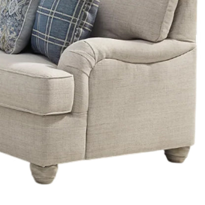 Canapé Moyi avec 5 coussins décoratifs, 91 pouces, polyester beige doux