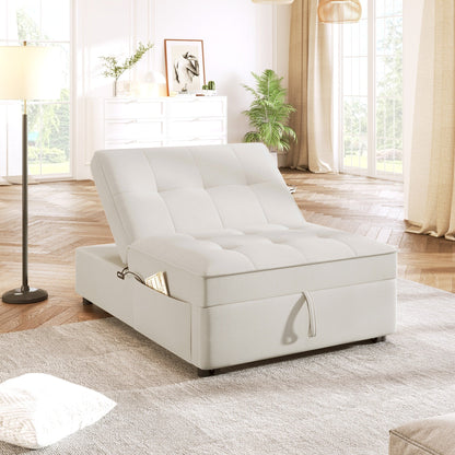 Canapé-lit ottoman multifonction 4 en 1 en lin de 72,5 pouces avec poche de rangement et port USB pour le salon